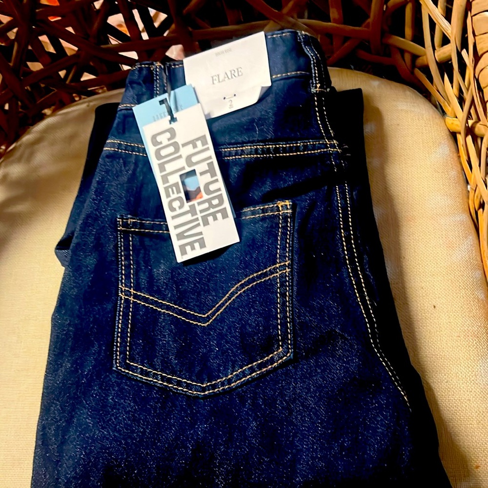 New Future Collective Womens Jeans Flare High Rise 2 NWT
